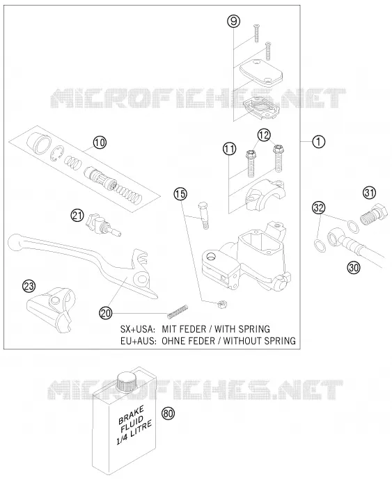 MAITRE CYLINDRE DE FREIN AVANT KTM MOTO 505 2009 XC-F  505 XC-F