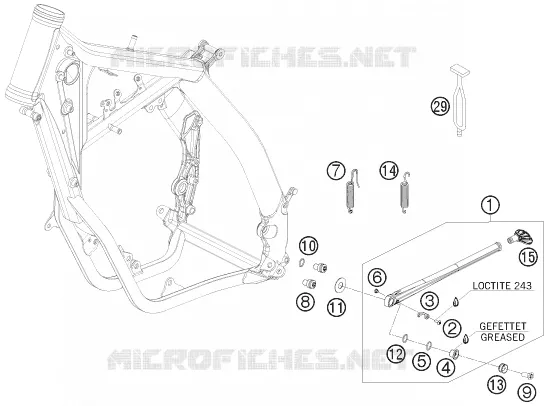 BEQUILLE LATERALE / CENTRALE KTM MOTO 505 2008 XC-F  505 XC-F