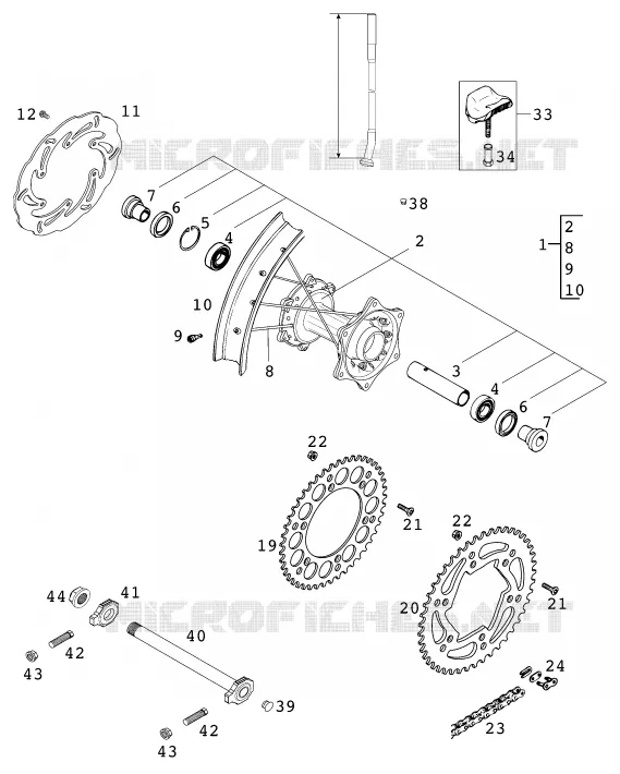 ROUE ARRIERE KTM MOTO 380 2001 MXC  380 MXC