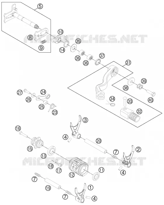 MECANISME DE SELECTION DE VITESSES KTM MOTO 300 2014 XC-W  300 XC-W SIX DAYS
