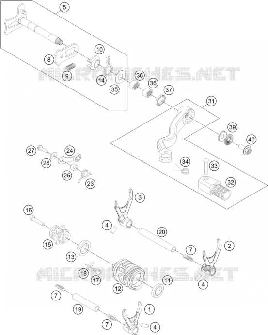 MECANISME DE SELECTION DE VITESSES KTM MOTO 300 2016 XC-W  300 XC-W