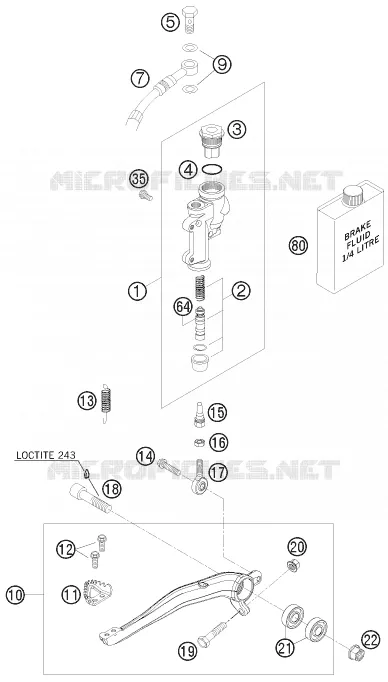 MAITRE CYLINDRE DE FREIN ARRIERE KTM MOTO 300 2009 XC-W  300 XC-W