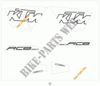 AUTOCOLLANTS pour KTM 1190 RC8 ORANGE de 2008