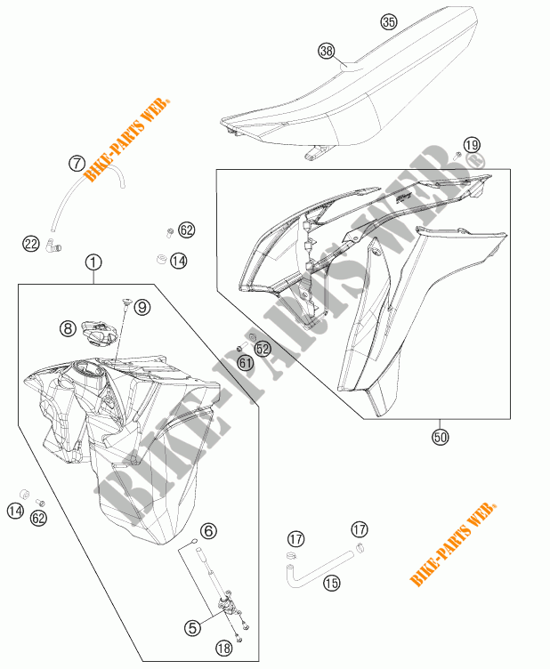 RESERVOIR / SELLE pour KTM 300 XC de 2016