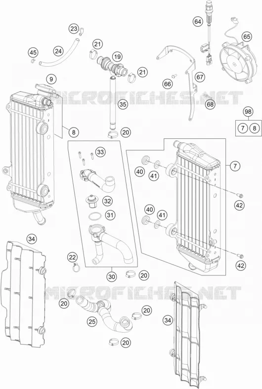 CIRCUIT DE REFROIDISSEMENT KTM MOTO 250 2014 XCF-W  250 XCF-W