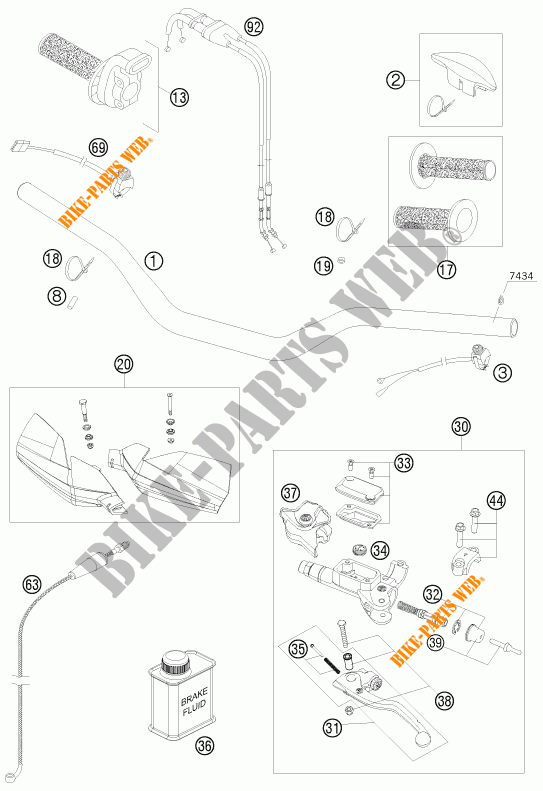GUIDON / COMMANDES pour KTM 250 XCF-W de 2010
