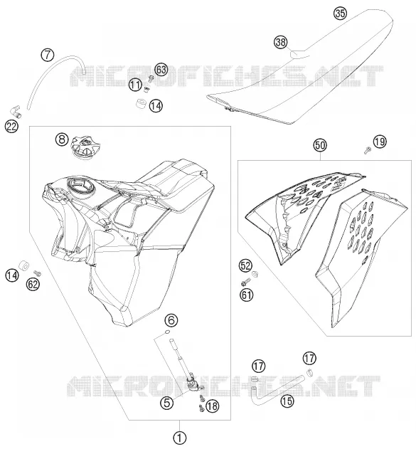RESERVOIR / SELLE KTM MOTO 250 2010 XCF-W  250 XCF-W