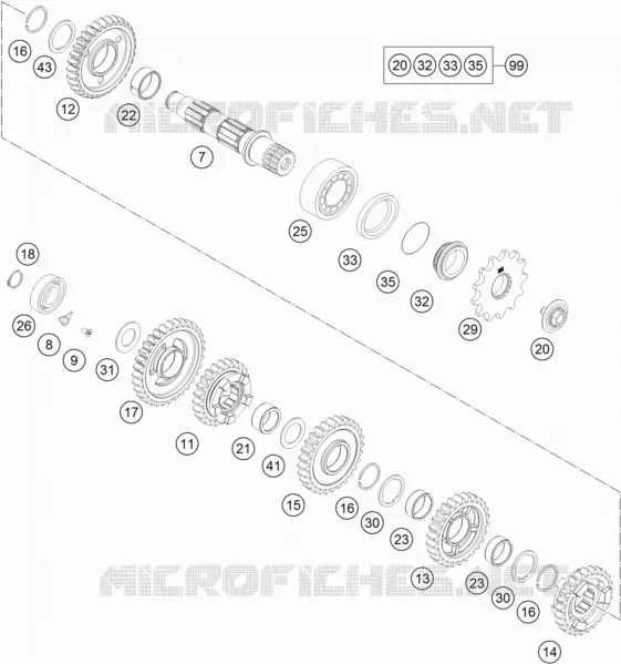 BOITE DE VITESSES - ARBRE SECONDAIRE KTM MOTO 250 2018 XC-F  250 XC-F