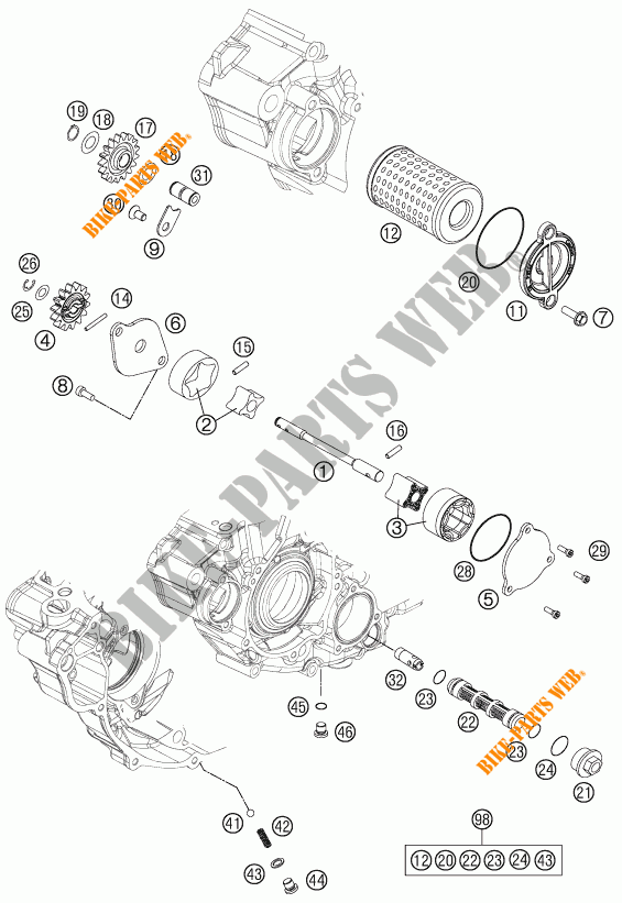 POMPE A HUILE pour KTM 250 XC-F de 2014