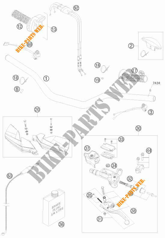 GUIDON / COMMANDES pour KTM 250 XC-F de 2009