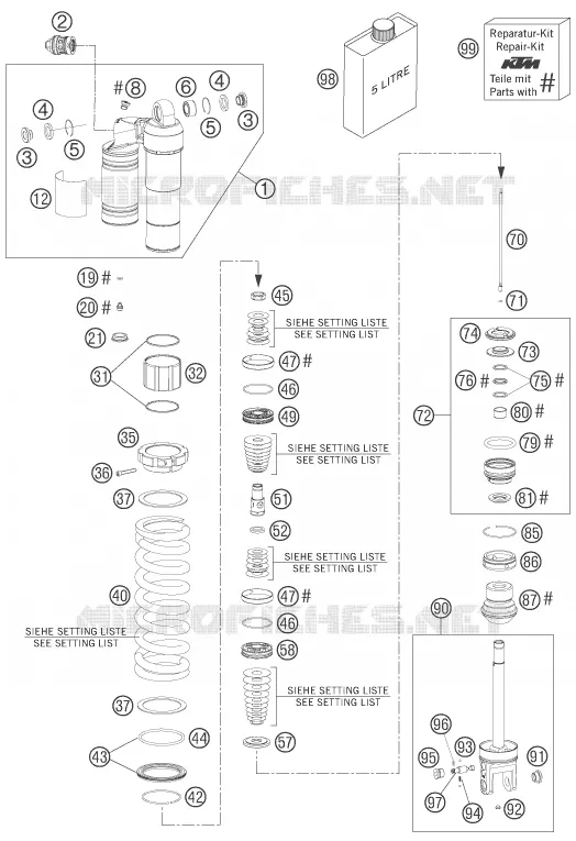 AMORTISSEUR (PIECES) KTM MOTO 450 2007 XC  450 XC