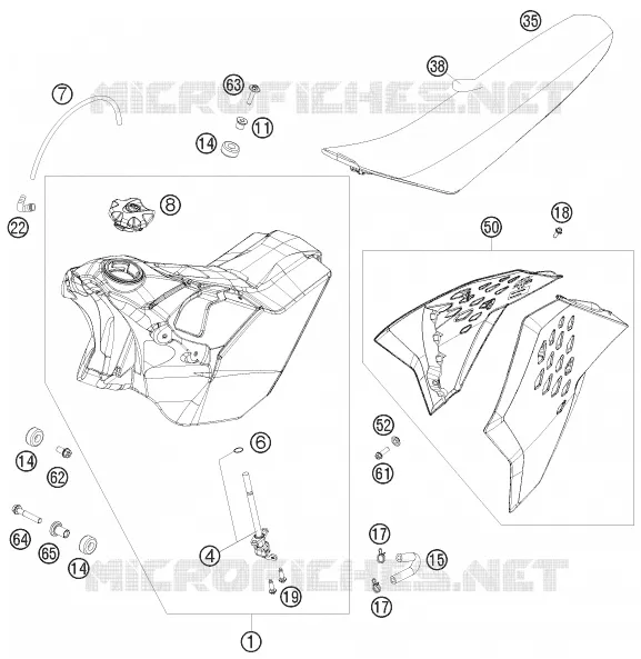 RESERVOIR / SELLE KTM MOTO 400 2009 XC-W  400 XC-W