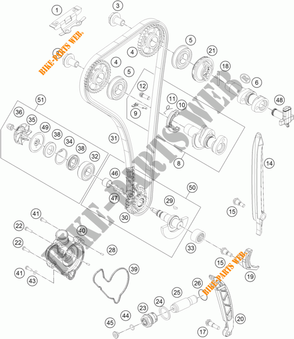 DISTRIBUTION pour KTM 350 XCF-W de 2014