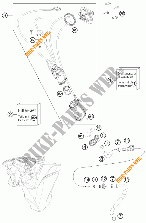 POMPE A ESSENCE pour KTM 350 XCF-W de 2014