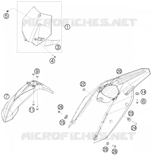 PLASTIQUES KTM MOTO 200 2009 XC  200 XC