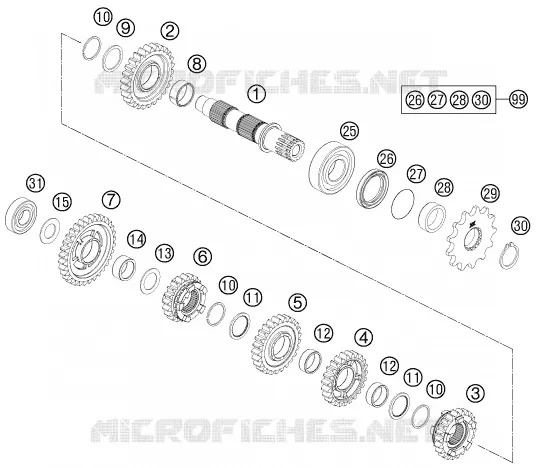 BOITE DE VITESSES - ARBRE SECONDAIRE KTM MOTO 250 2014 XC  250 XC
