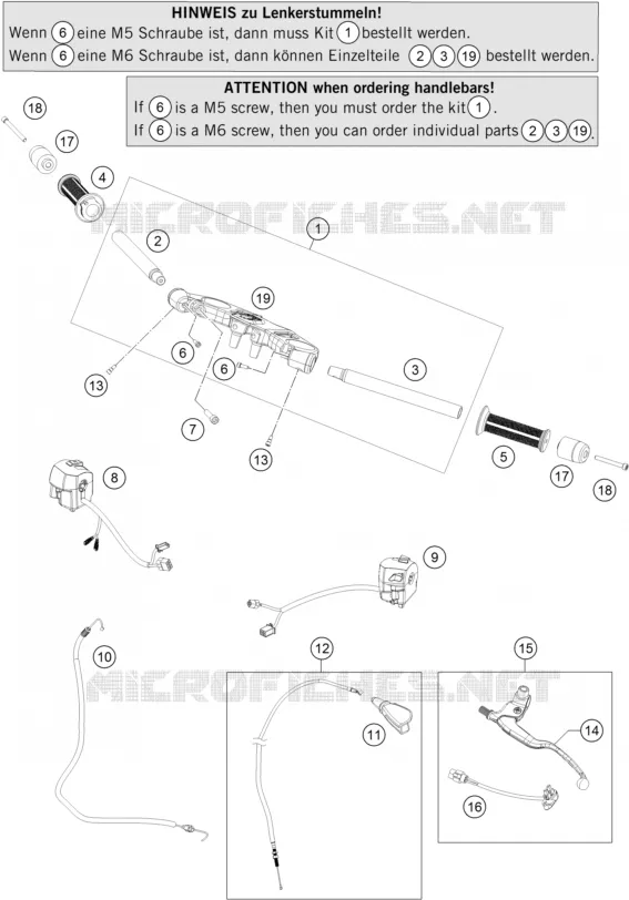 GUIDON / COMMANDES KTM MOTO 390 2015 RC  RC 390 ADAC CUP