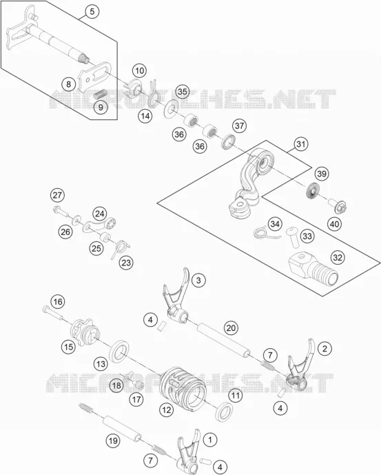 MECANISME DE SELECTION DE VITESSES KTM MOTO 250 2017 FREERIDE  FREERIDE 250 R