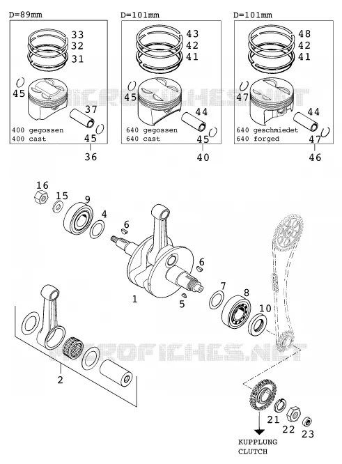 VILEBREQUIN / PISTON KTM MOTO 640 1999 ENDURO  640 LC4 SIX DAYS