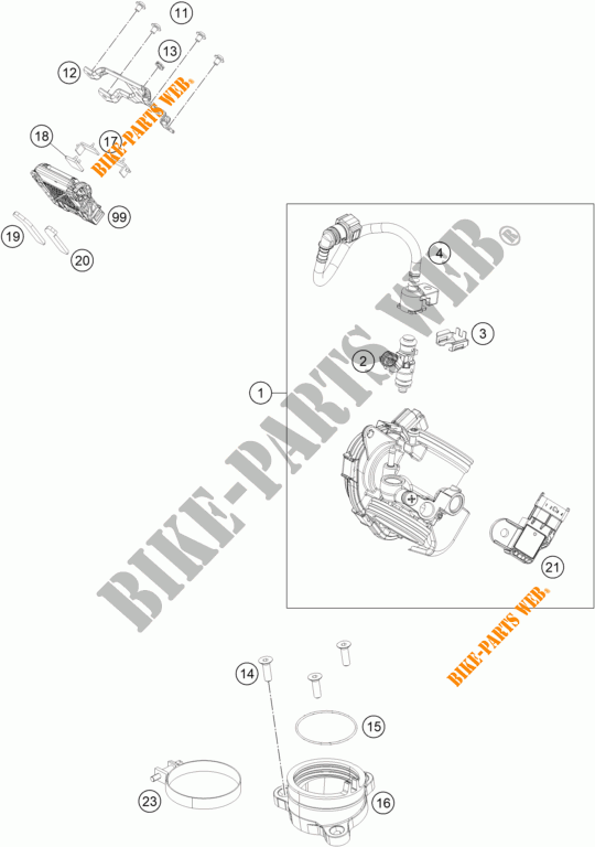 BOITIER PAPILLON INJECTION pour KTM RC 390 BLACK de 2017