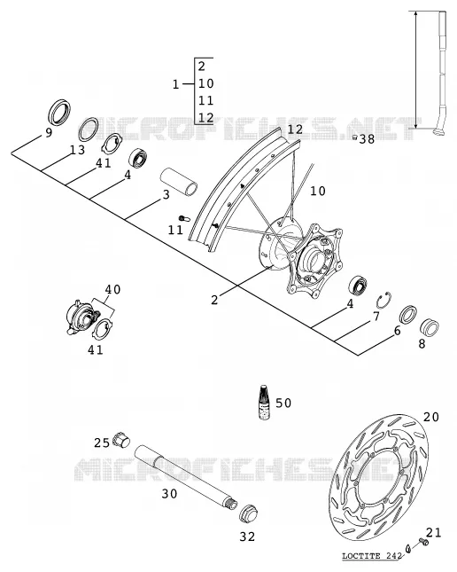 ROUE AVANT KTM MOTO 640 2000 ENDURO  640 LC4-E SILVER