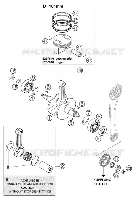 VILEBREQUIN / PISTON KTM MOTO 640 2003 ENDURO  640 LC4 ENDURO ORANGE 12L