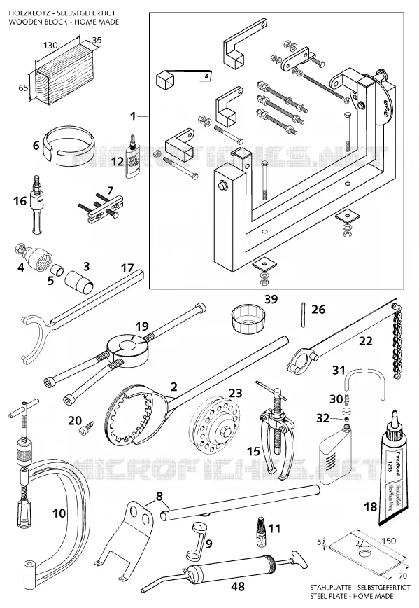 OUTILLAGE SPECIFIQUE (MOTEUR) KTM MOTO 640 2001 ENDURO  640 LC4-E
