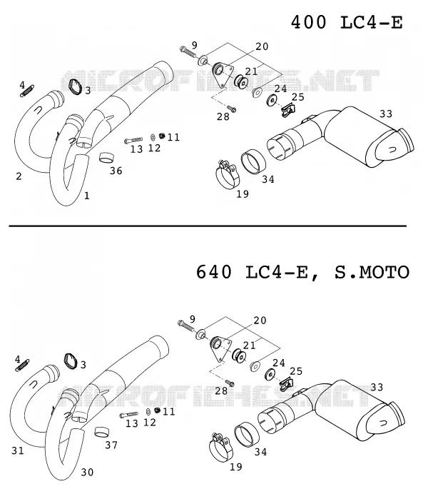 ECHAPPEMENT KTM MOTO 640 2000 ENDURO  640 LC4-E