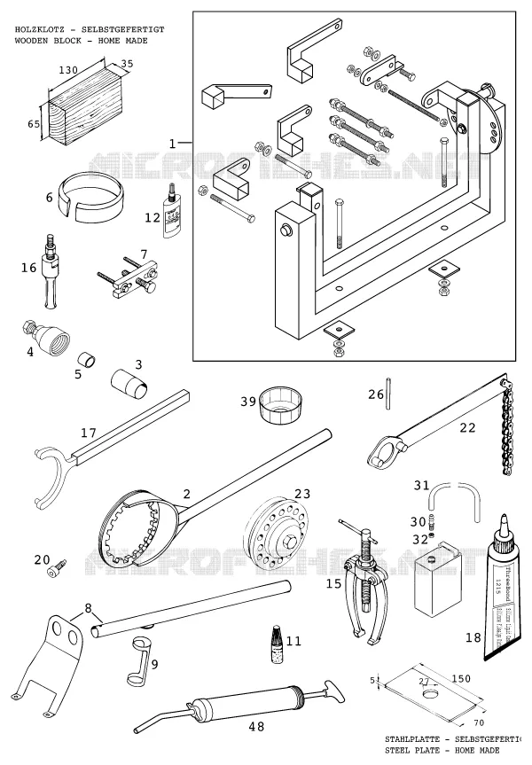 OUTILLAGE SPECIFIQUE (MOTEUR) KTM MOTO 640 2000 ENDURO  640 LC4-E