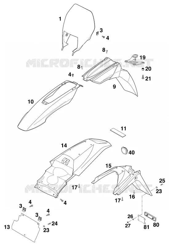 PLASTIQUES KTM MOTO 640 1999 ENDURO  640 LC4