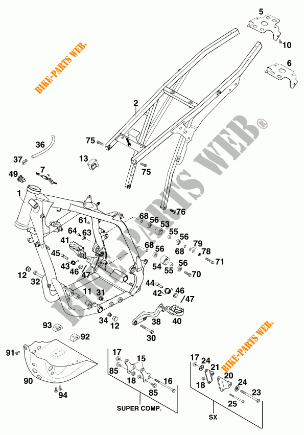 CADRE pour KTM 620 SUP-COMP WP de 1997