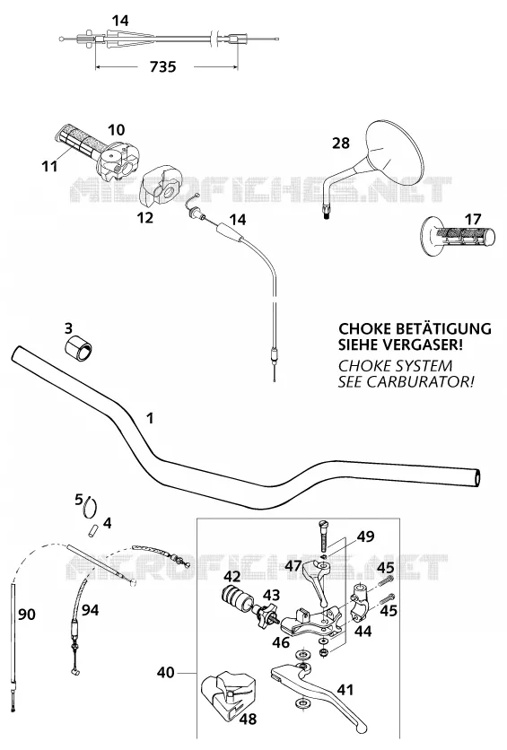 GUIDON / COMMANDES KTM MOTO 620 2001 LC4  620 SC