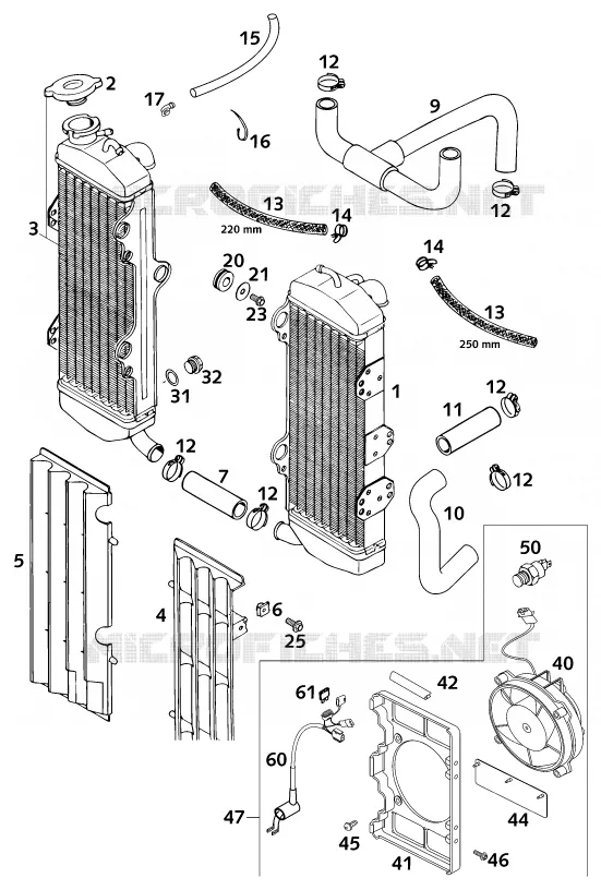 CIRCUIT DE REFROIDISSEMENT KTM MOTO 620 2000 LC4  620 SC