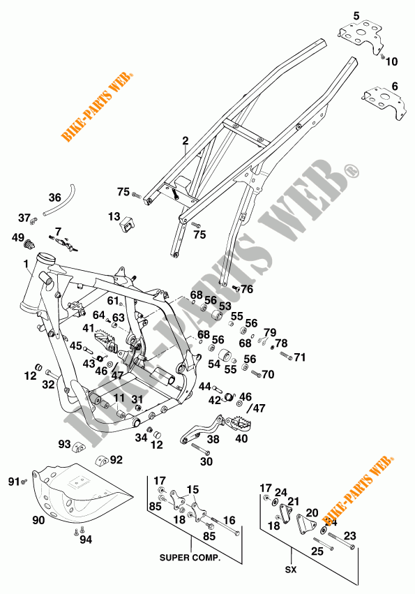 CADRE pour KTM 620 LC4 RALLYE de 1997