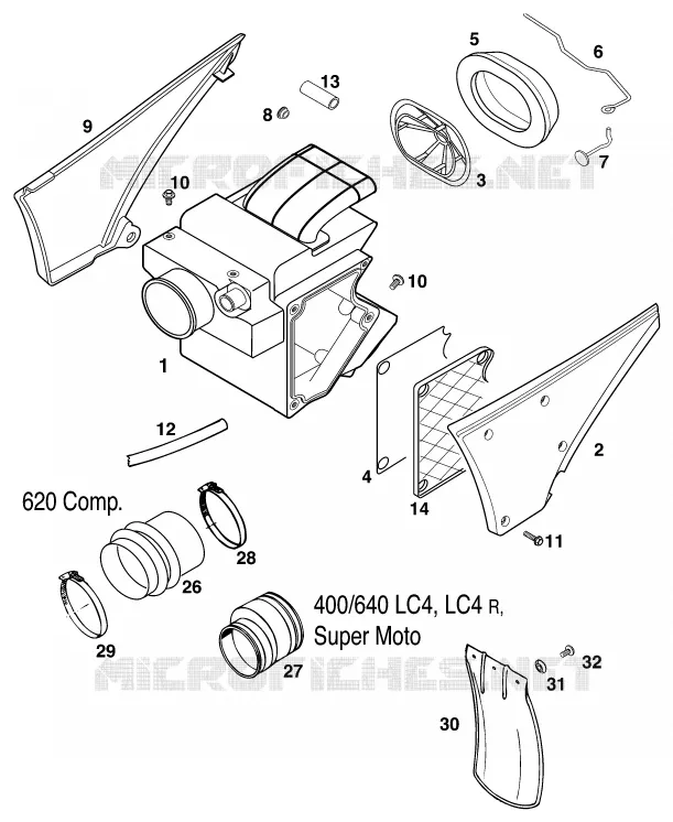 FILTRE A AIR KTM MOTO 620 1999 ENDURO  620 LC4 COMPETITION