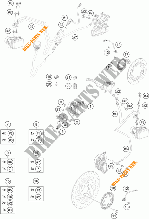 SYSTEME DE FREIN ABS pour KTM RC 390 WHITE ABS de 2016