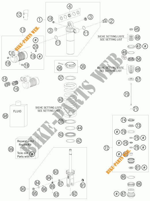 AMORTISSEUR (PIECES) pour KTM 690 RALLY FACTORY REPLICA de 2010