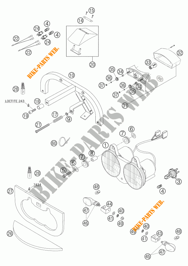 PHARE / FEU ARRIERE pour KTM 660 RALLY FACTORY REPLICA de 2007