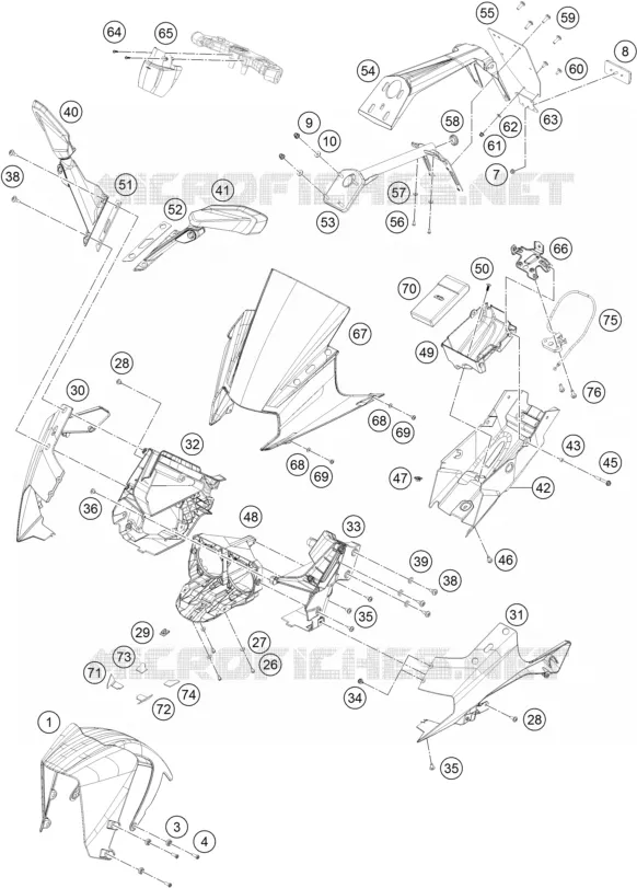 PLASTIQUES KTM MOTO 390 2016 RC  RC 390 WHITE ABS