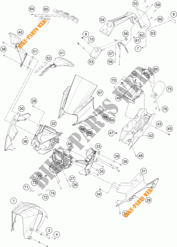 PLASTIQUES pour KTM RC 390 WHITE ABS de 2016