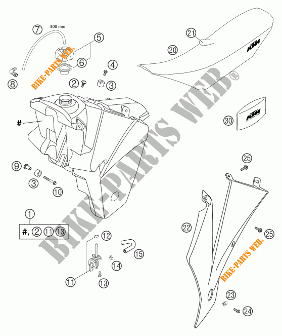 RESERVOIR / SELLE pour KTM 540 SXS RACING de 2004