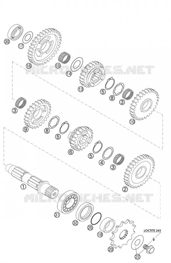 BOITE DE VITESSES - ARBRE SECONDAIRE KTM MOTO 540 2002 SXS  540 SXS RACING