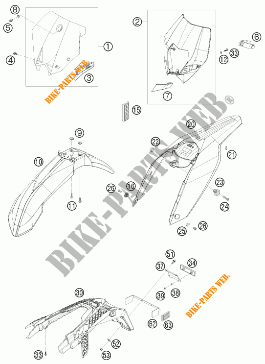 PLASTIQUES pour KTM 530 EXC de 2011