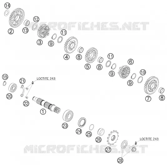 BOITE DE VITESSES - ARBRE SECONDAIRE KTM MOTO 530 2010 EXC  530 EXC