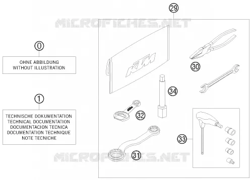 TROUSSE A OUTILS / MANUELS / OPTIONS KTM MOTO 530 2010 EXC  530 EXC