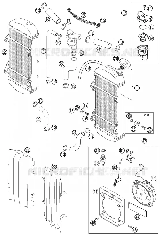 CIRCUIT DE REFROIDISSEMENT KTM MOTO 525 2003 EXC  525 EXC RACING