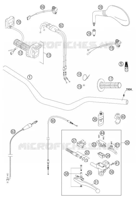 GUIDON / COMMANDES KTM MOTO 525 2004 EXC  525 EXC-G RACING