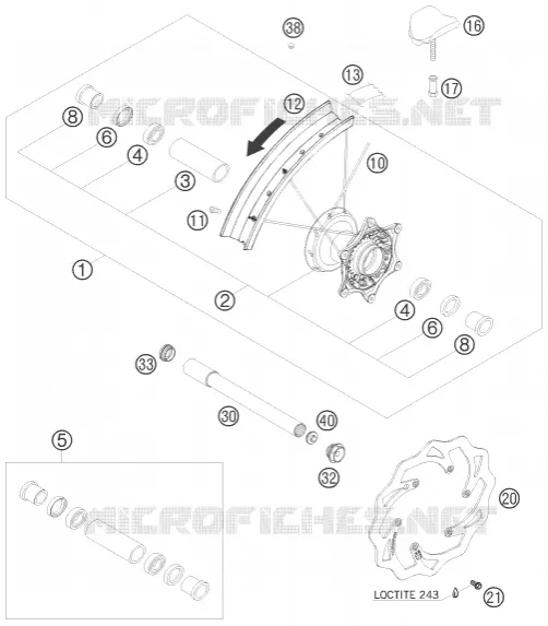 ROUE AVANT KTM MOTO 525 2007 EXC  525 EXC FACTORY RACING