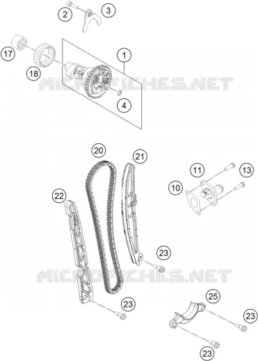 DISTRIBUTION KTM MOTO 500 2012 EXC  500 EXC SIX DAYS