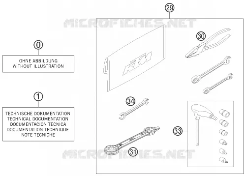 TROUSSE A OUTILS / MANUELS / OPTIONS KTM MOTO 500 2013 EXC  500 EXC